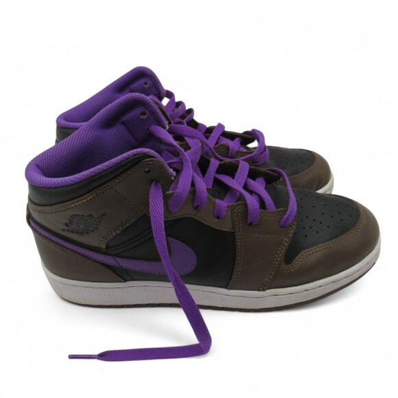 Air Jordan 1 Mid GS Sneakers Brown/Black/Purple DQ8423-215 Youth 7Y - Picture 6 of 10
